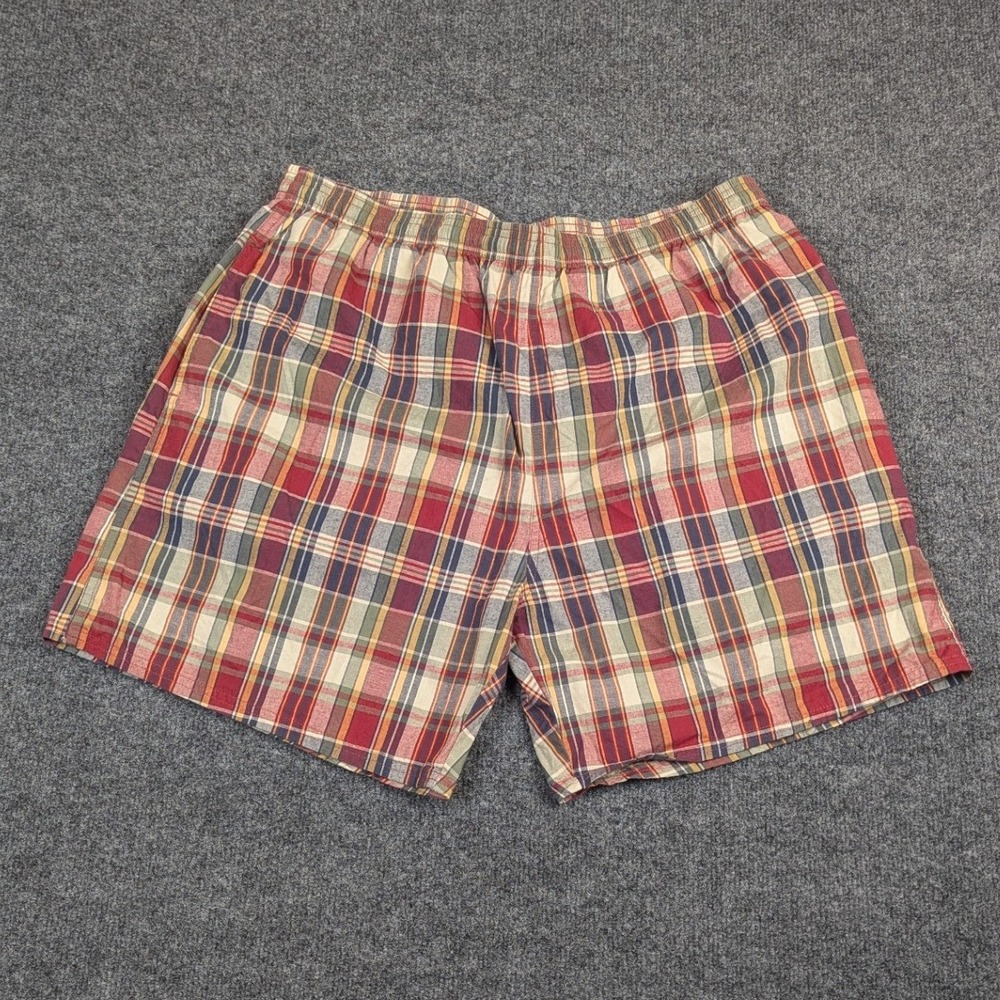 Mens XL Plaid Swim Trunks Multicolor Cotton Mesh Lined Drawstring‎ Shorts
